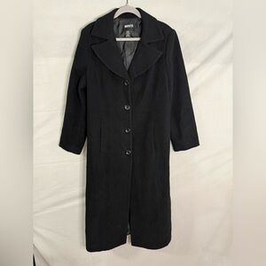 VTG Metrostyle Womens Long Wool Black Trench Coat Large | Size 12  Winter Goth